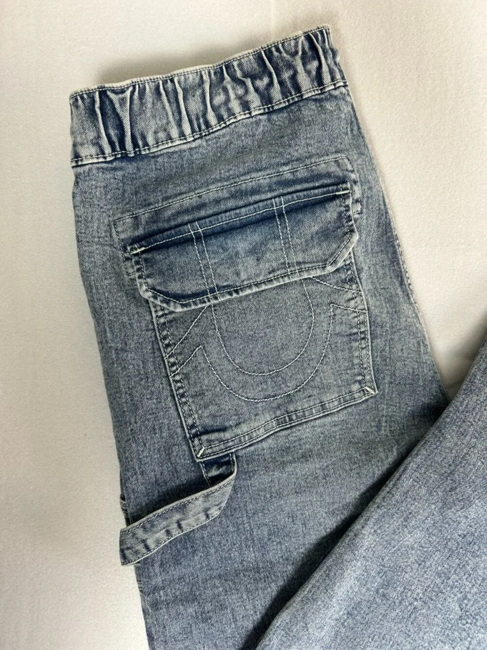 True Religion Vinny Carpenter Jeans Men 32 Light Bucking Wash NWT